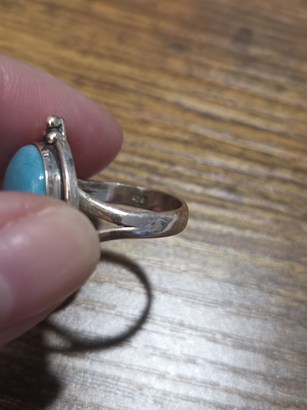 Turquoise Teardrop Sterling-Style Statement Ring - Blue - Picture 4 of 4
